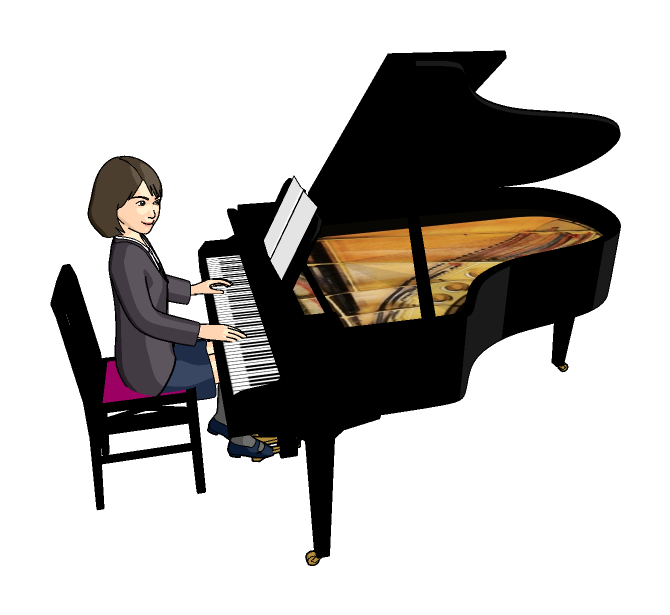 グランドピアノを演奏する女性